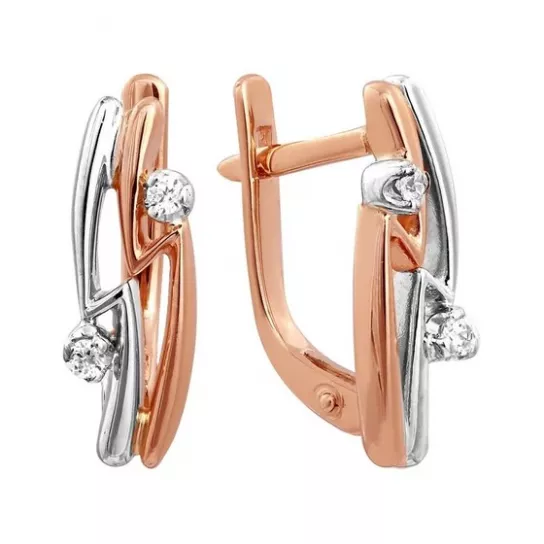 Серьги с фианитом из золота