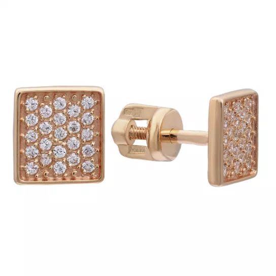 Пусеты с фианитом из золота