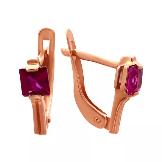 Серьги с фианитом из золота