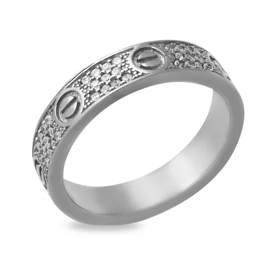 Кольцо с фианитом из серебра