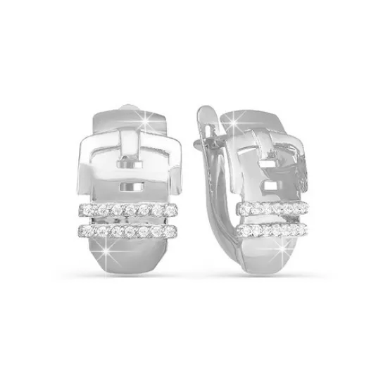 Серьги с фианитом из серебра