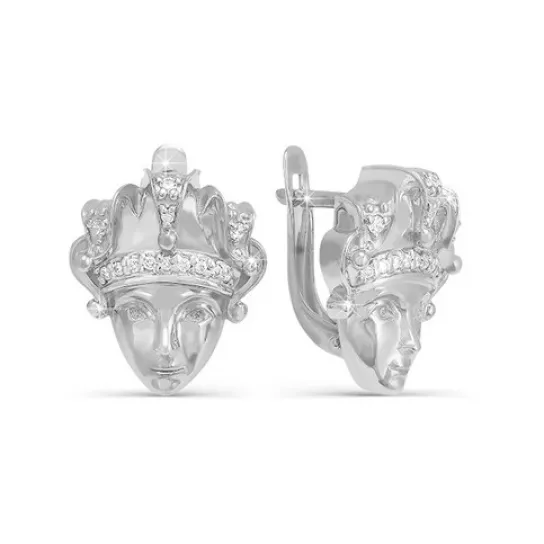 Серьги с фианитом из серебра