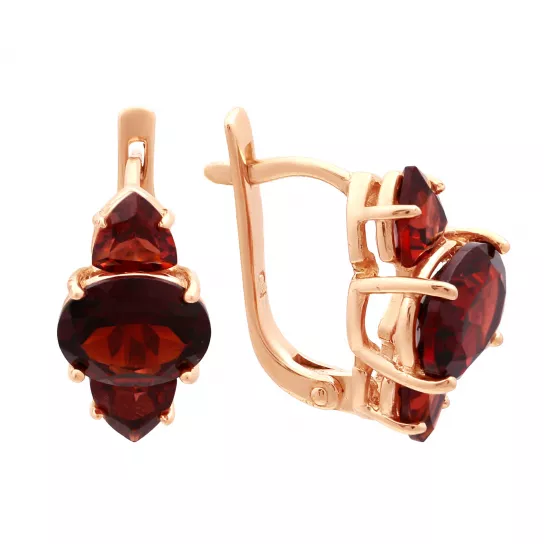 Серьги с гранатом из золота