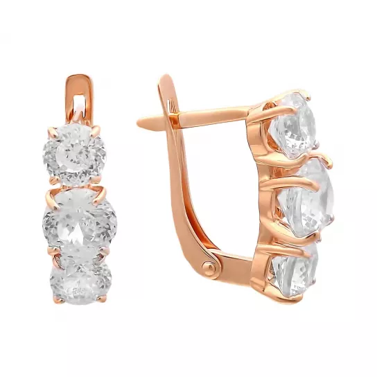 Серьги с фианитом из золота