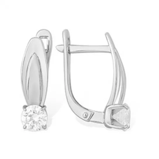 Серьги с фианитом из серебра