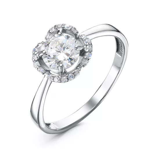 Кольцо с фианитом из серебра