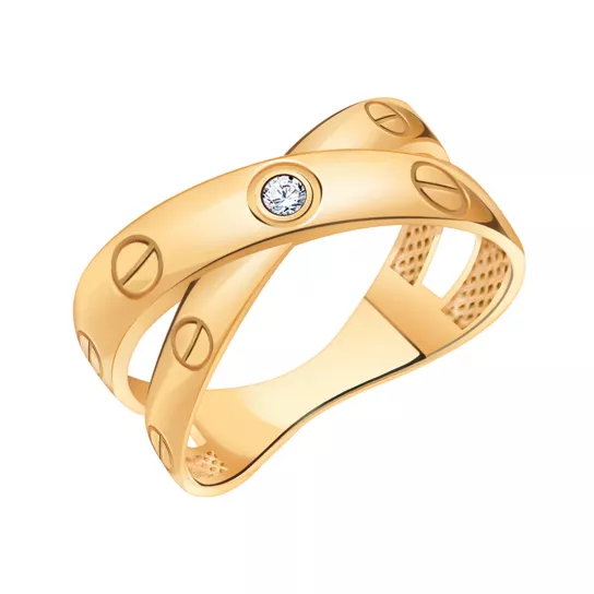 Кольцо с фианитом из золота