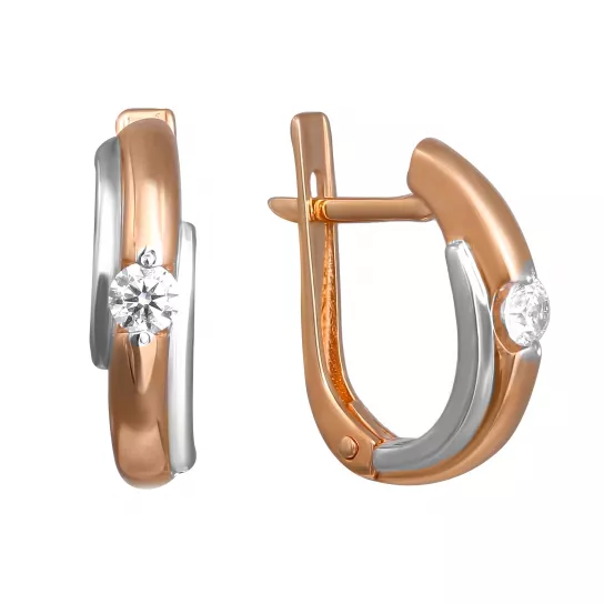 Серьги с фианитом из золота