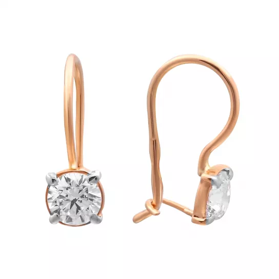 Серьги детские с фианитом из золота