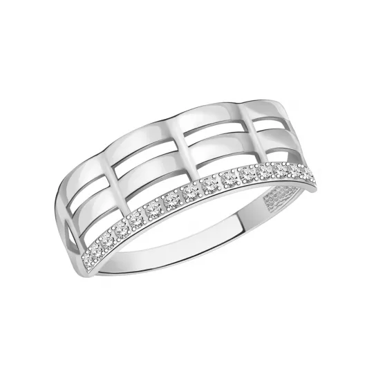 Кольцо с фианитом из серебра