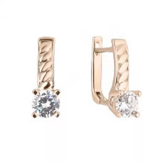 Серьги с фианитом из золота