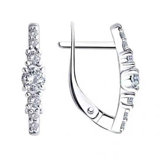 Серьги с фианитом из серебра