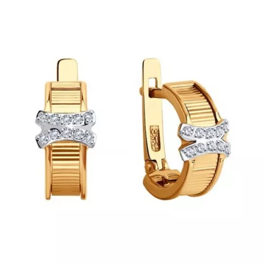 Серьги с фианитом из золота
