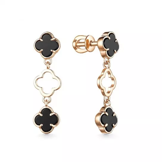 Пусеты с ониксом из золота