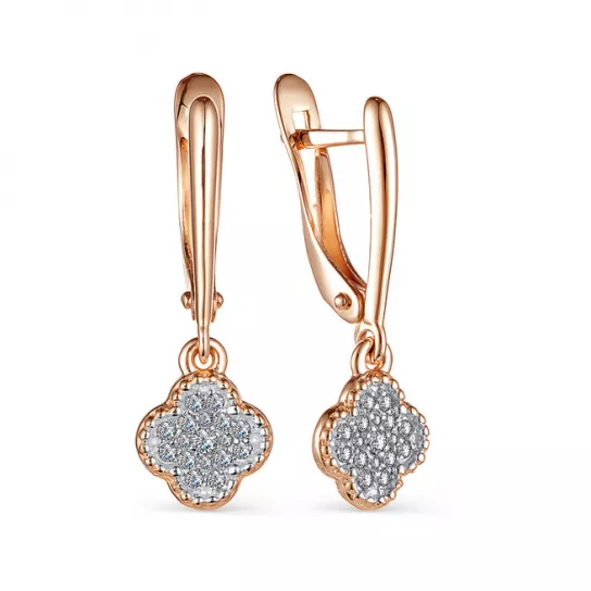 Серьги с фианитом из золота