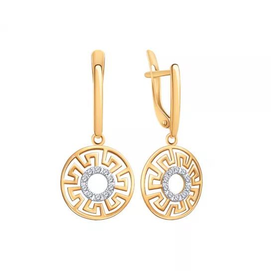 Серьги с фианитом из золота