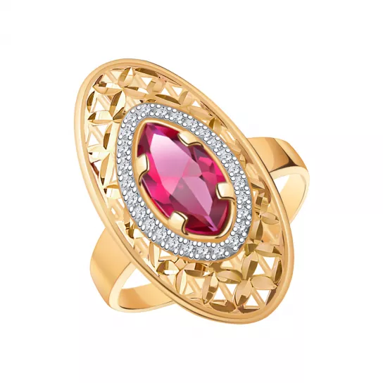 Кольцо с фианитом из золота