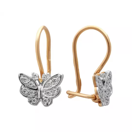 Серьги с фианитом из золота