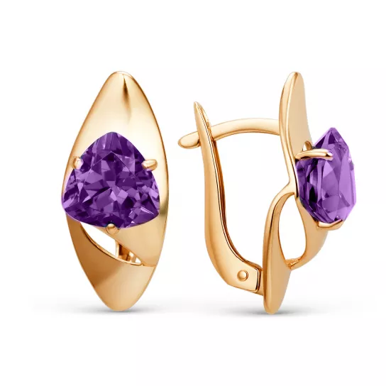 Серьги с аметистом из золота