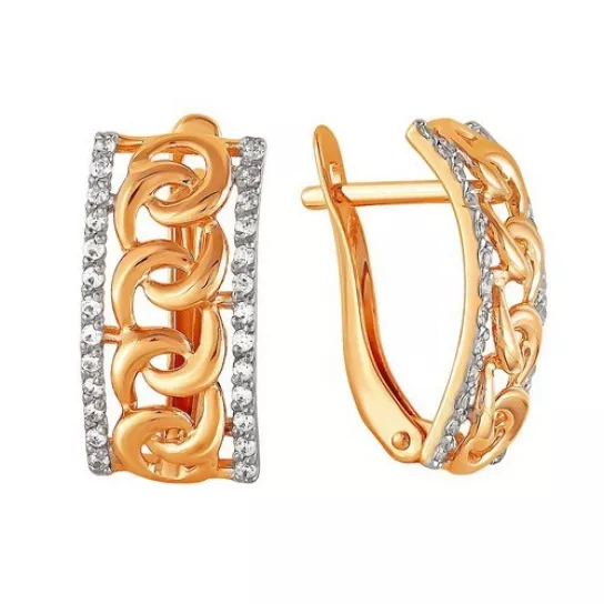 Серьги с фианитом из золота