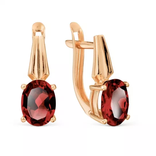 Серьги с гранатом из золота