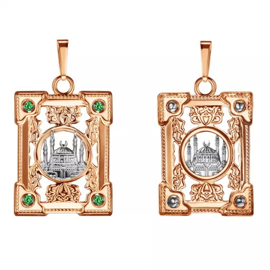 Подвеска мусульманская с фианитом из золота