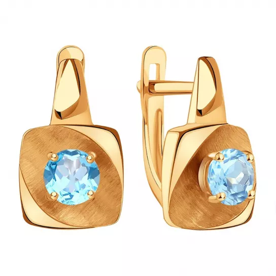 Серьги с топазом из золота