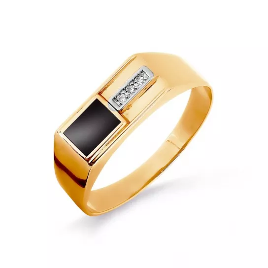 Кольцо-печатка с фианитом из золота