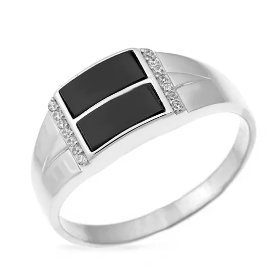 Кольцо-печатка с фианитом из серебра